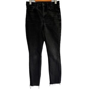 Frank & Oak Debbie Skinny Black Wash Frayed Hem Jeans Size 29